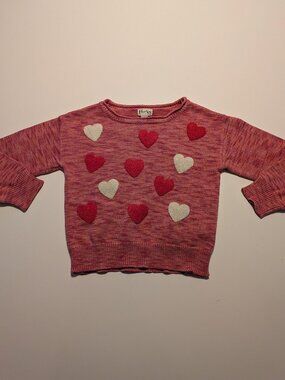 Hatley Girls Size 5 Heart Knit Sweater Pink Long Sleeve Crewneck Pullover